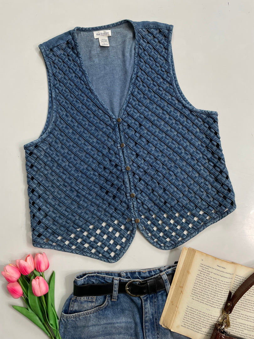 Van Huesen Cutout Denim Waistcoat-Bust 40