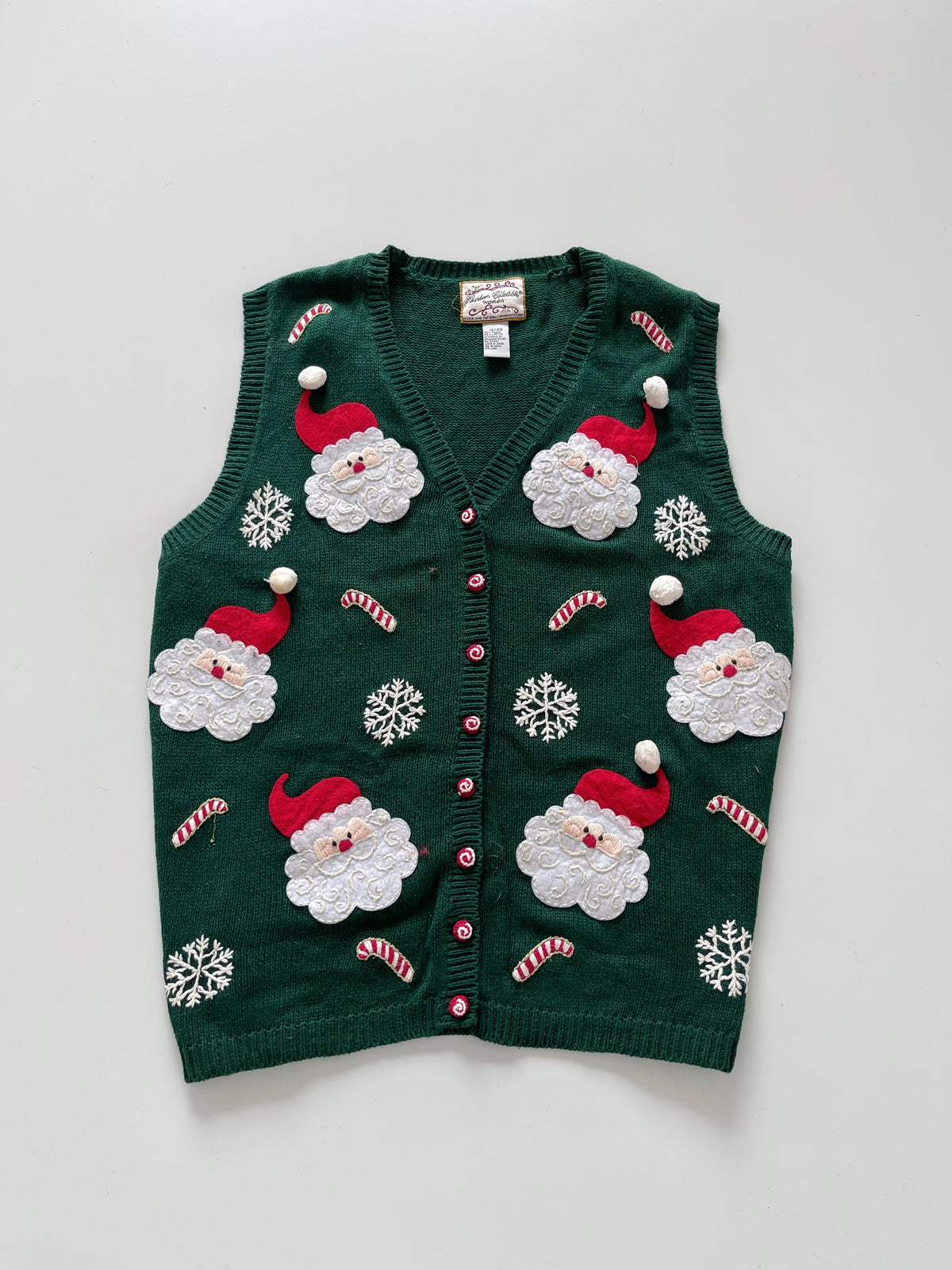 Heirloom Collectibles Embroidered Christmas Vest Sweater-Bust 50