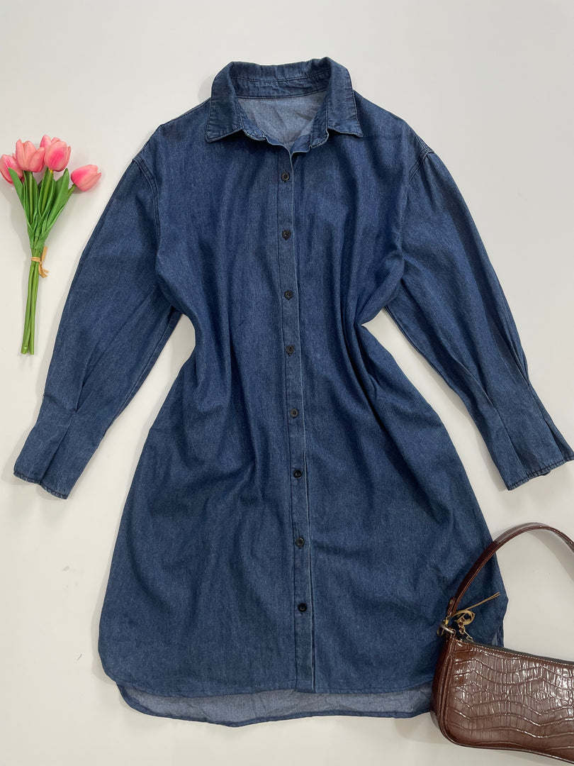 Buttondown Denim Dress-Bust 46