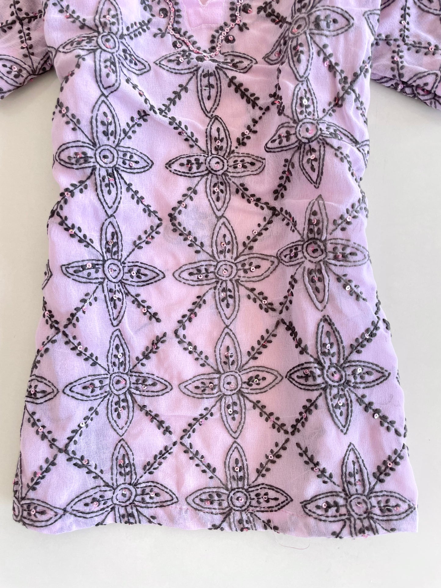 Embroidered Sheer Top-Bust 34