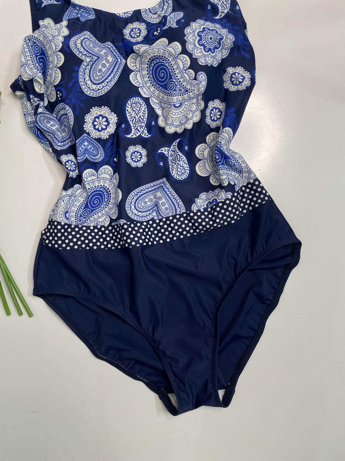 BLUE PAISLEY SWIMSUIT - BUST 36 to 38