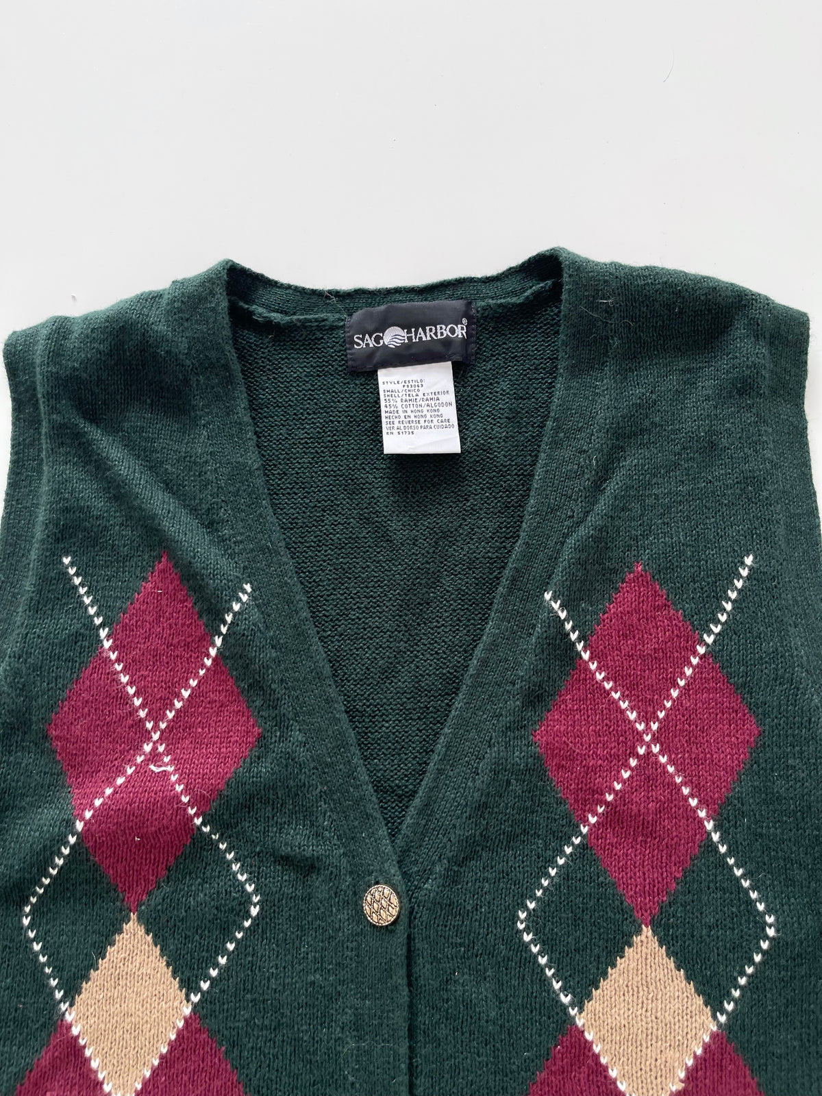 Sag Harbor Pinterest Vest Sweater-Bust 40