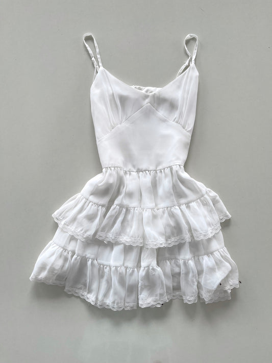 Angel Ruffle & Lace Slip Dress-Bust 36