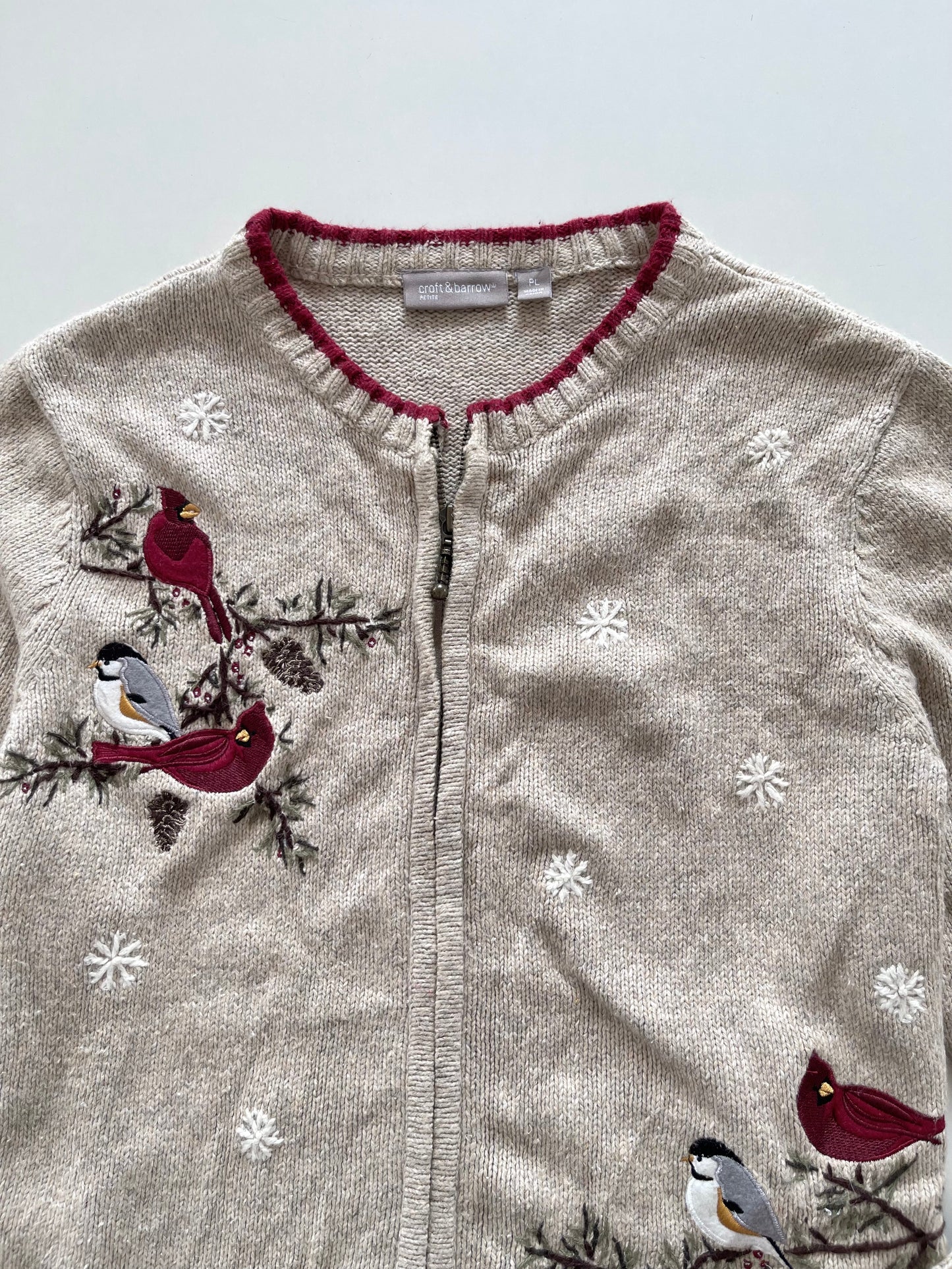 Croft &Barrow Embroidered Zipper-Bust 44