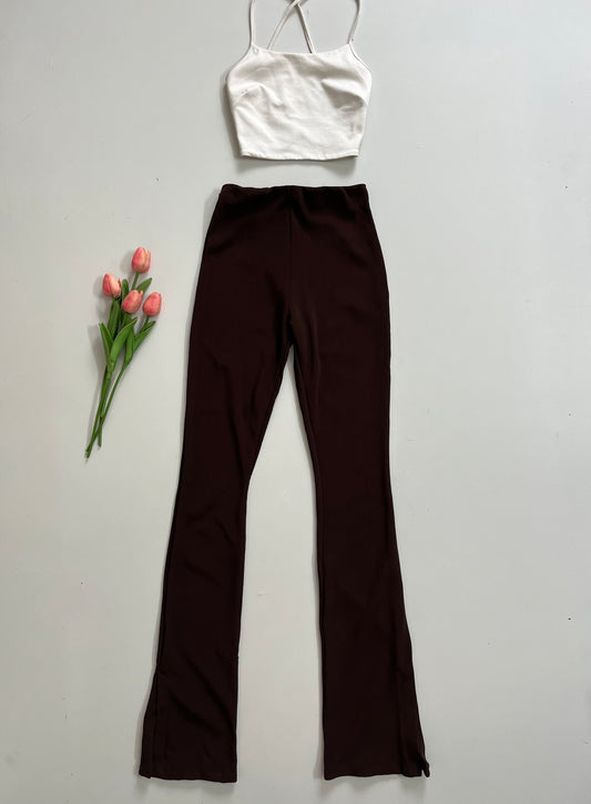 AMISU FLARED BROWN PANTS WAIST-24 to 28