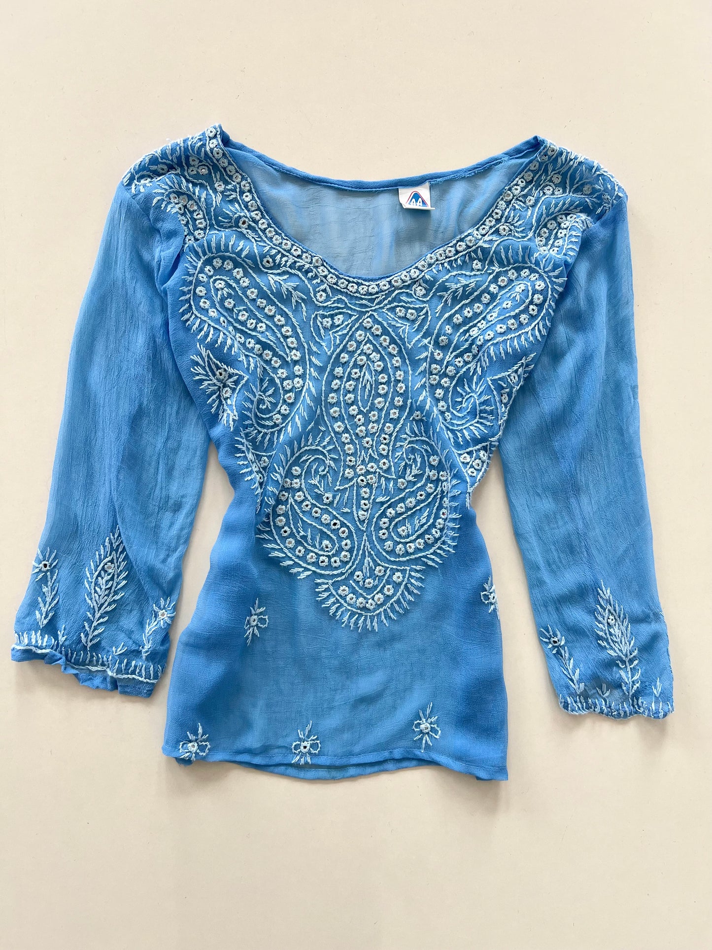 Embroidered Sheer Top-Bust 40