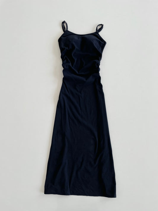 Solid Black Ruched Dress-Bust 32 to 34
