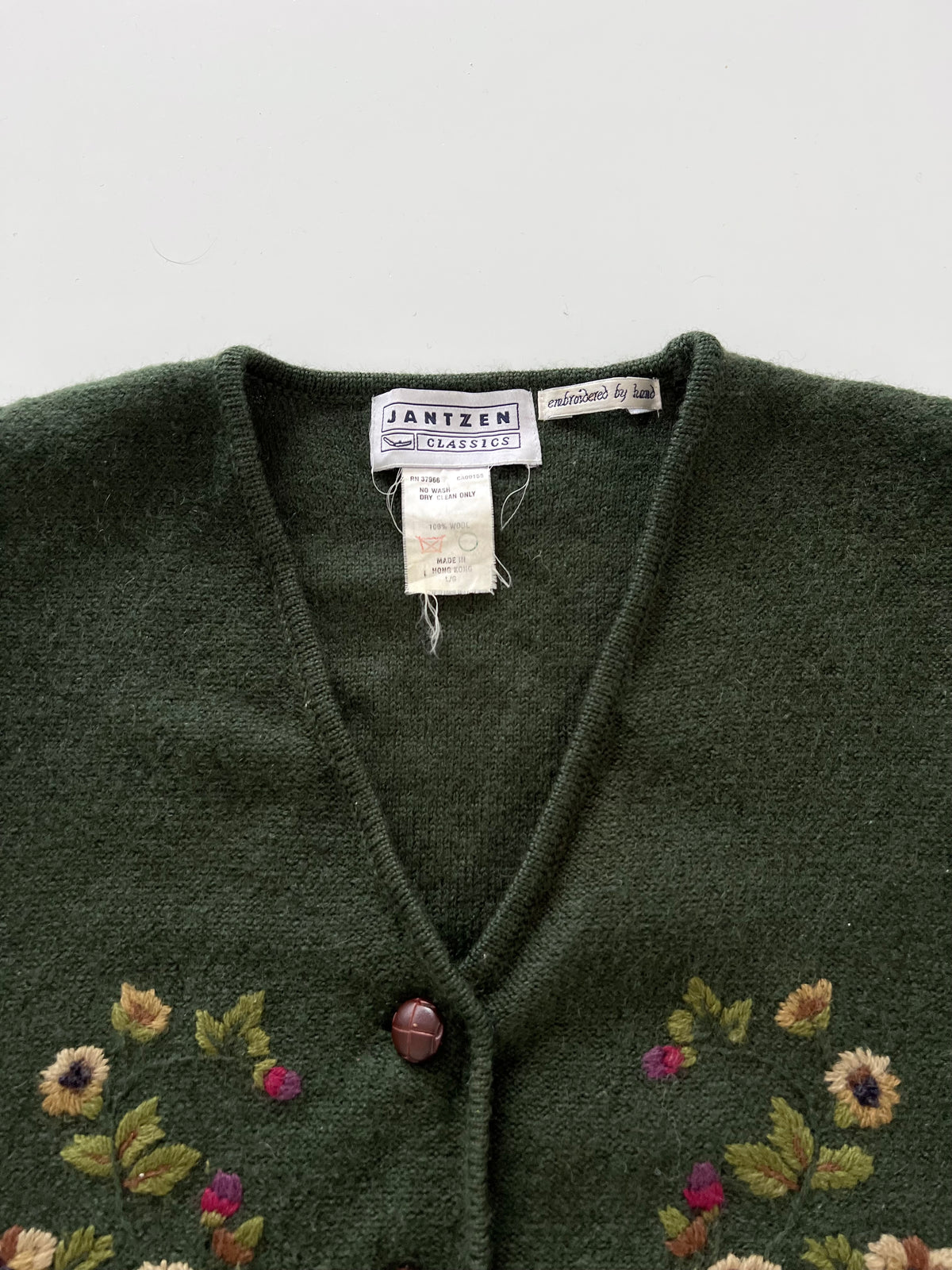 Jantzen 100%Wool Hand Embroidered Vest Sweater-Bust 42