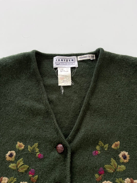 Jantzen 100%Wool Hand Embroidered Vest Sweater-Bust 42