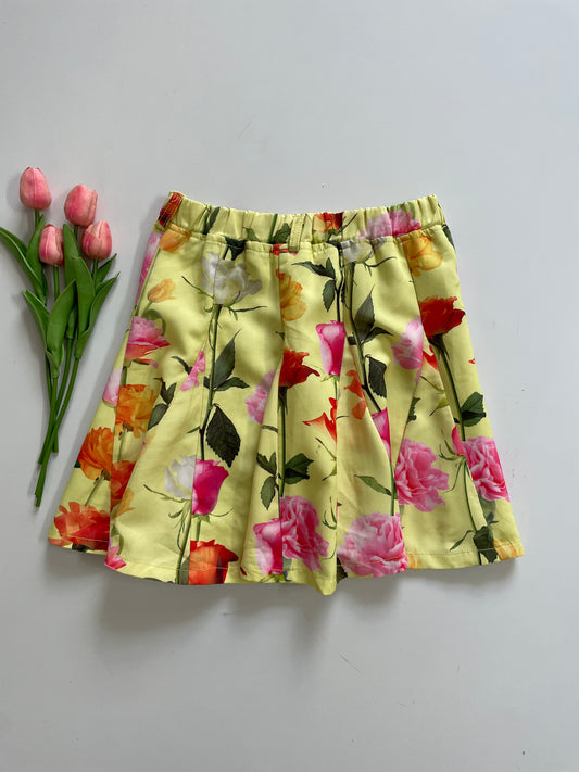 YELLOW FLORAL SKIRT - WAIST 26 TO 28