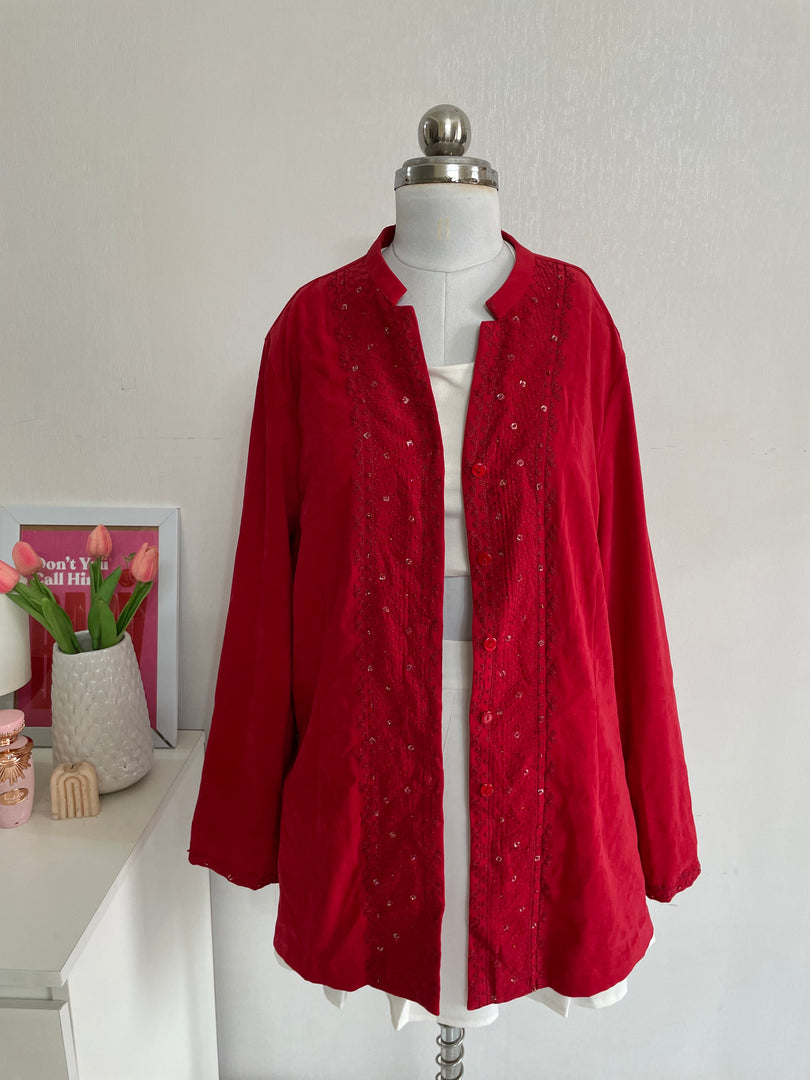 EMBROIDERED ALIA SUEDE SHIRT - BUST 42