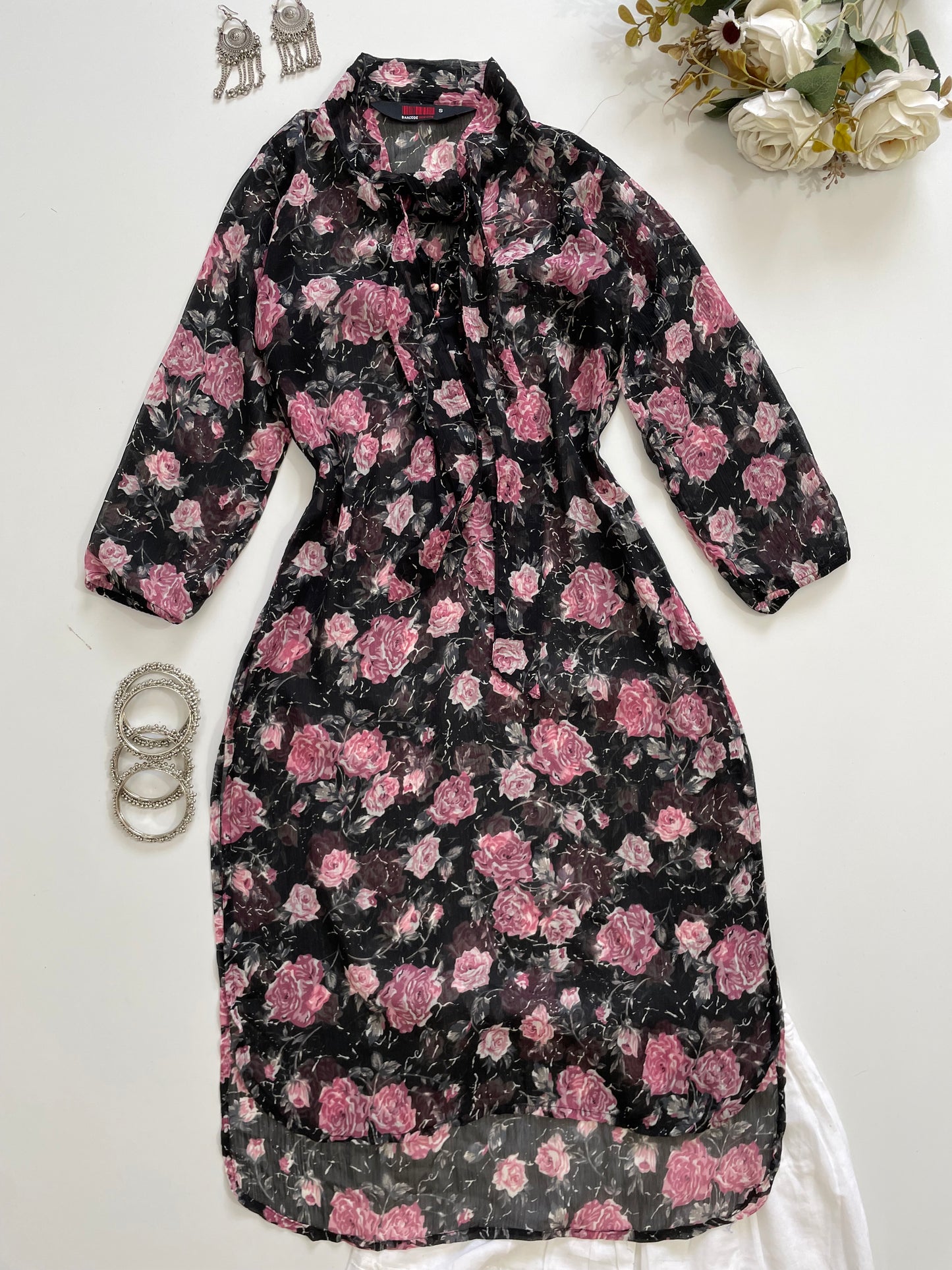 Roses Sheer Kurti-Bust 32