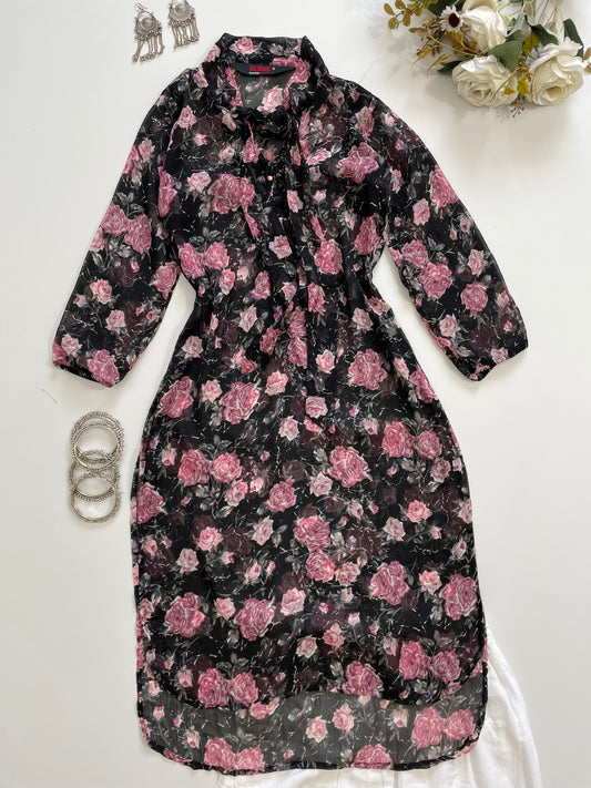 Roses Sheer Kurti-Bust 32