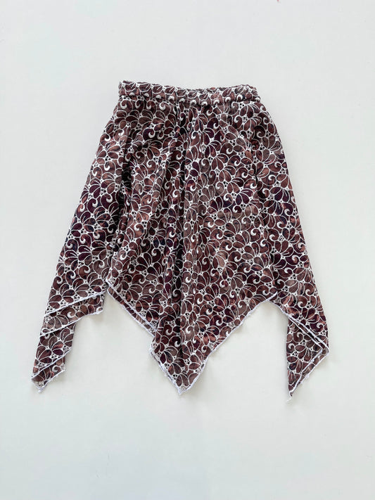 Asymmetric Embroidered Sheer Skirt-Waist 28 to 30