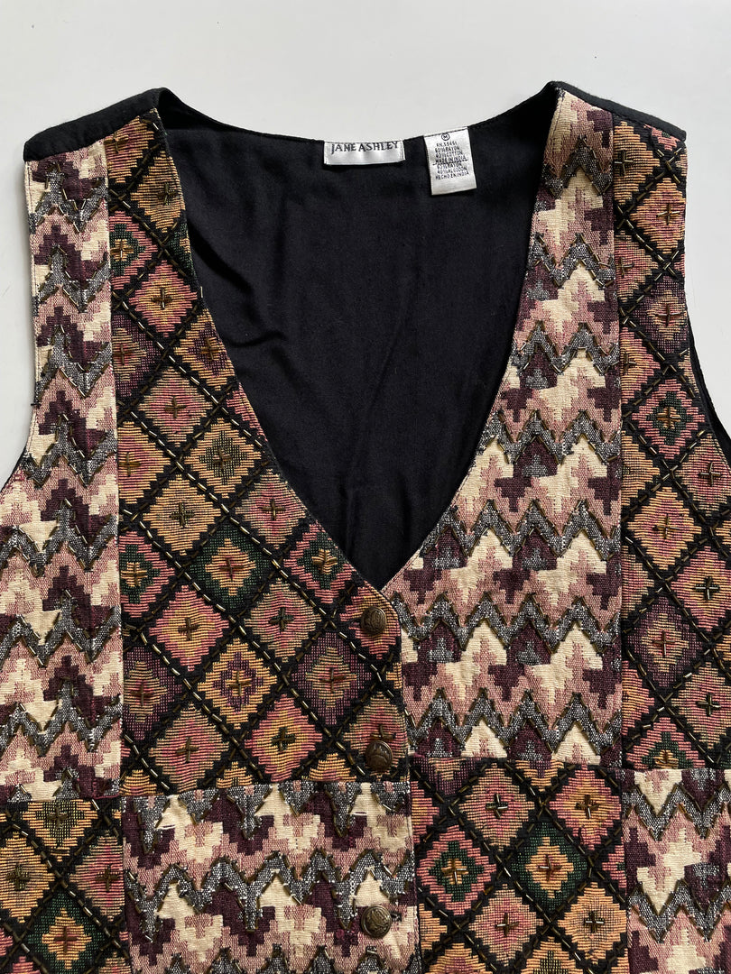 Jane Ashley Jacquard Waistcoat-Bust 40