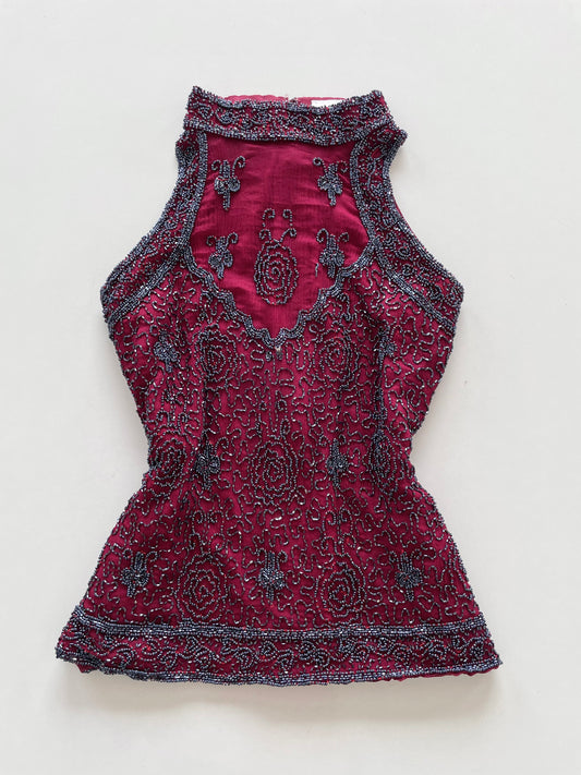 Vintage Embroidered Silk Top-Bust 36 to 38