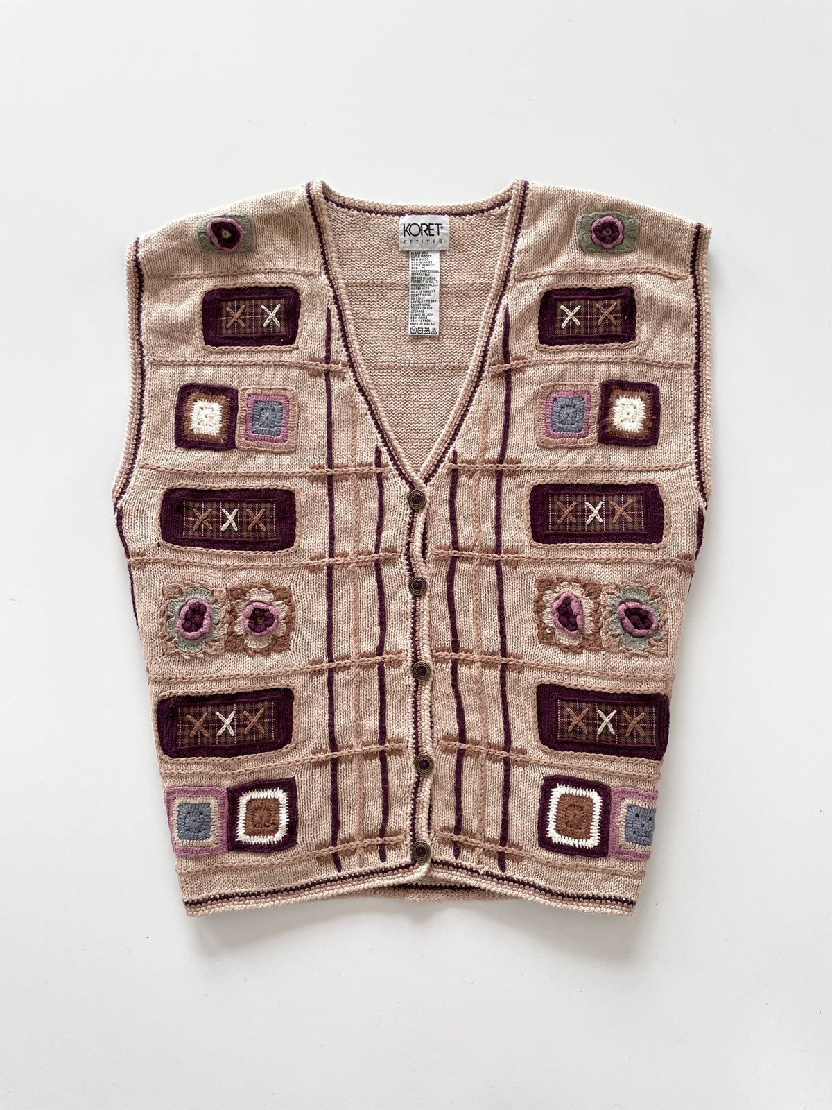 Koret Embroidered Crochet Vest Sweater-Bust 44