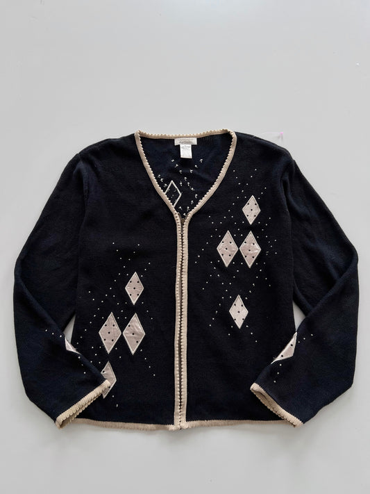 Christopher&Banks Embroidered Zipper Sweater-Bust 46