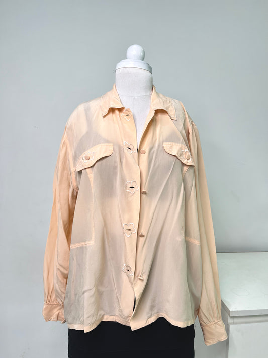 Embroidered Pure Silk Shirt-Bust 44