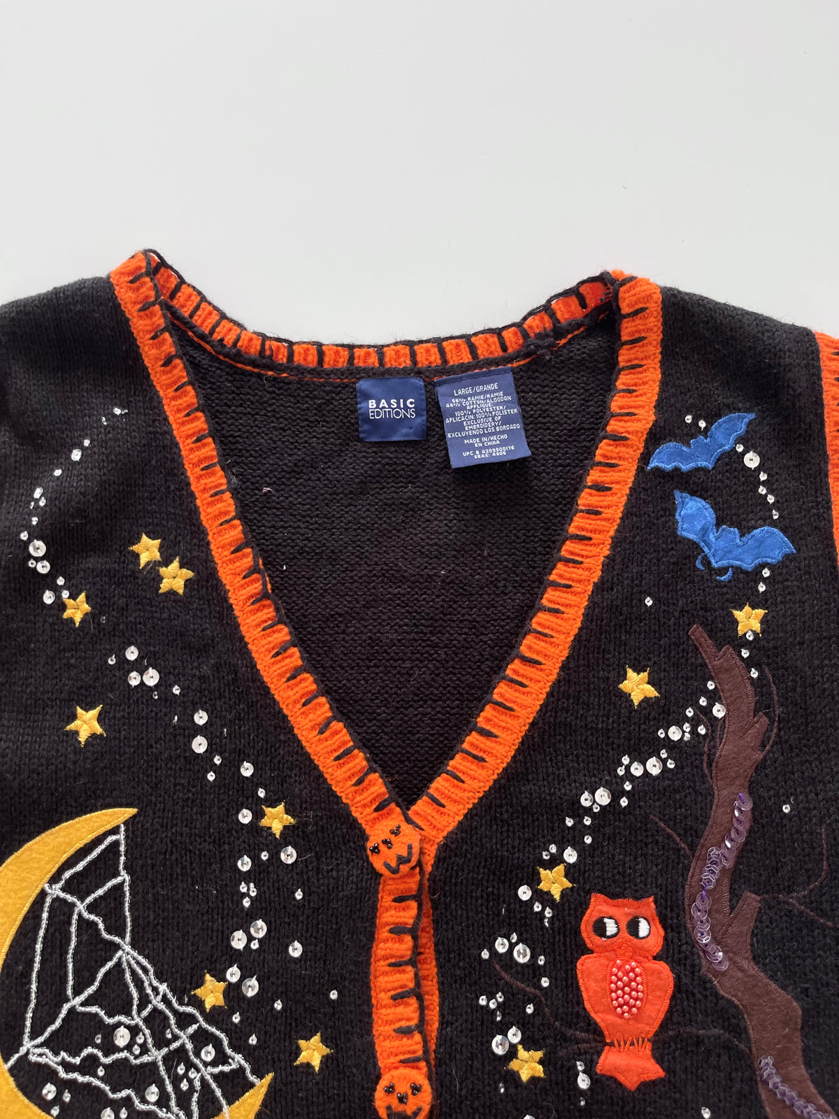 Basic Editions Embroidered Christmas Vest Sweater-Bust 44