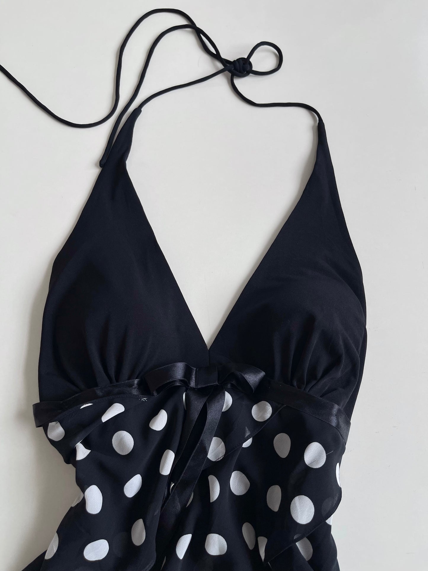 Swing Polka Dot Ruffle Vintage Dress-Bust 32 to 34