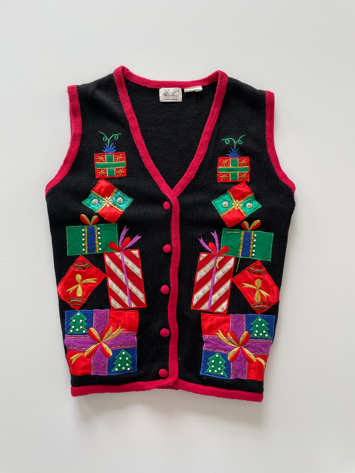 Kathie Lee Christmas Embroidered Vest Sweater-Bust 44