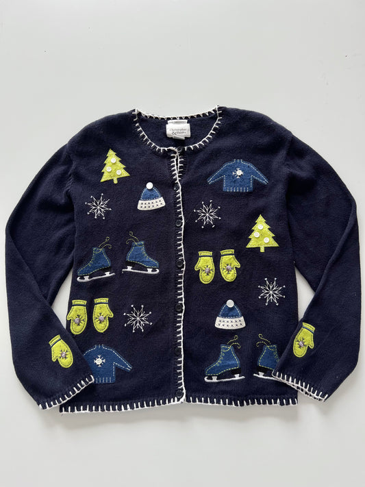 Christopher&Banks Christmas Embroidered Cardigan Sweater-Bust 48