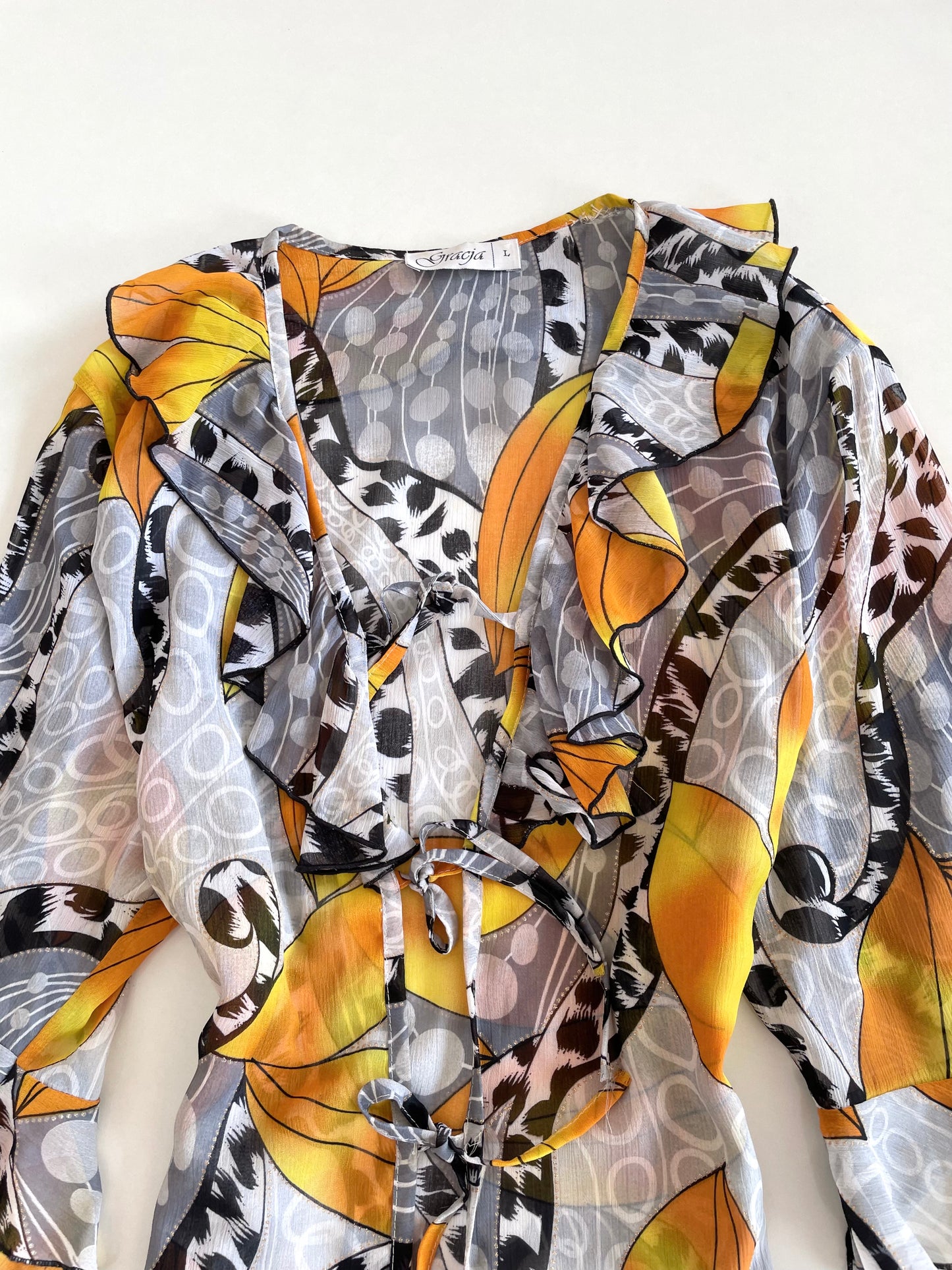 Vintage Ruffle Sheer Top-Bust 44 to 46