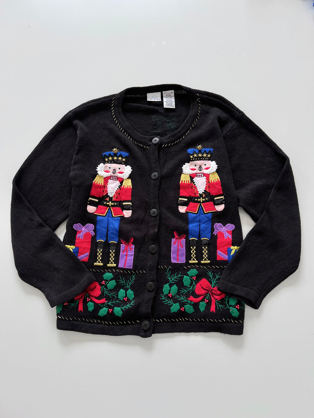 Bobbie Brooks Embroidered Christmas Cardigan Sweater-Bust 50