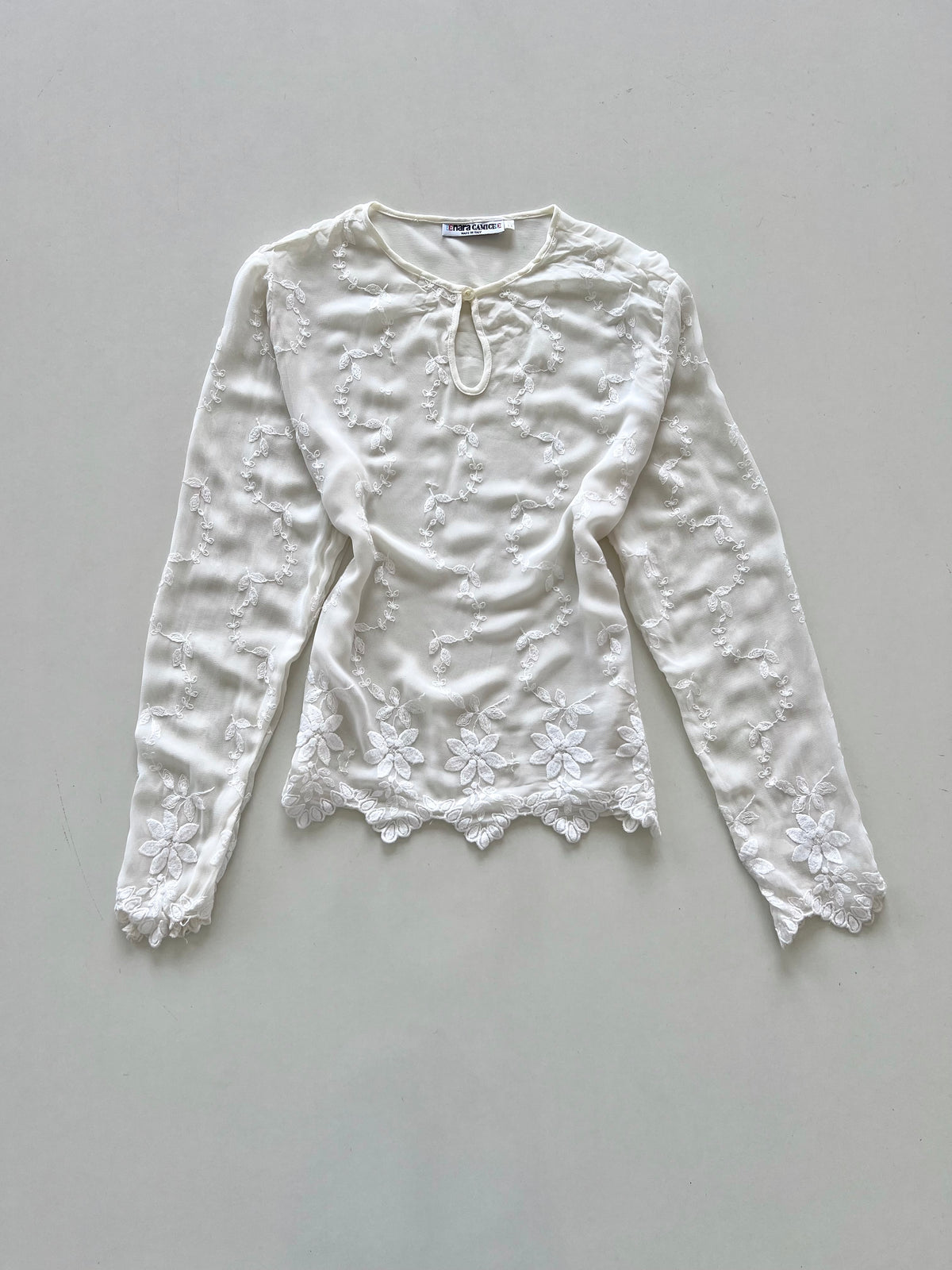 Enara Camice Embroidered Sheer Top-Bust 38