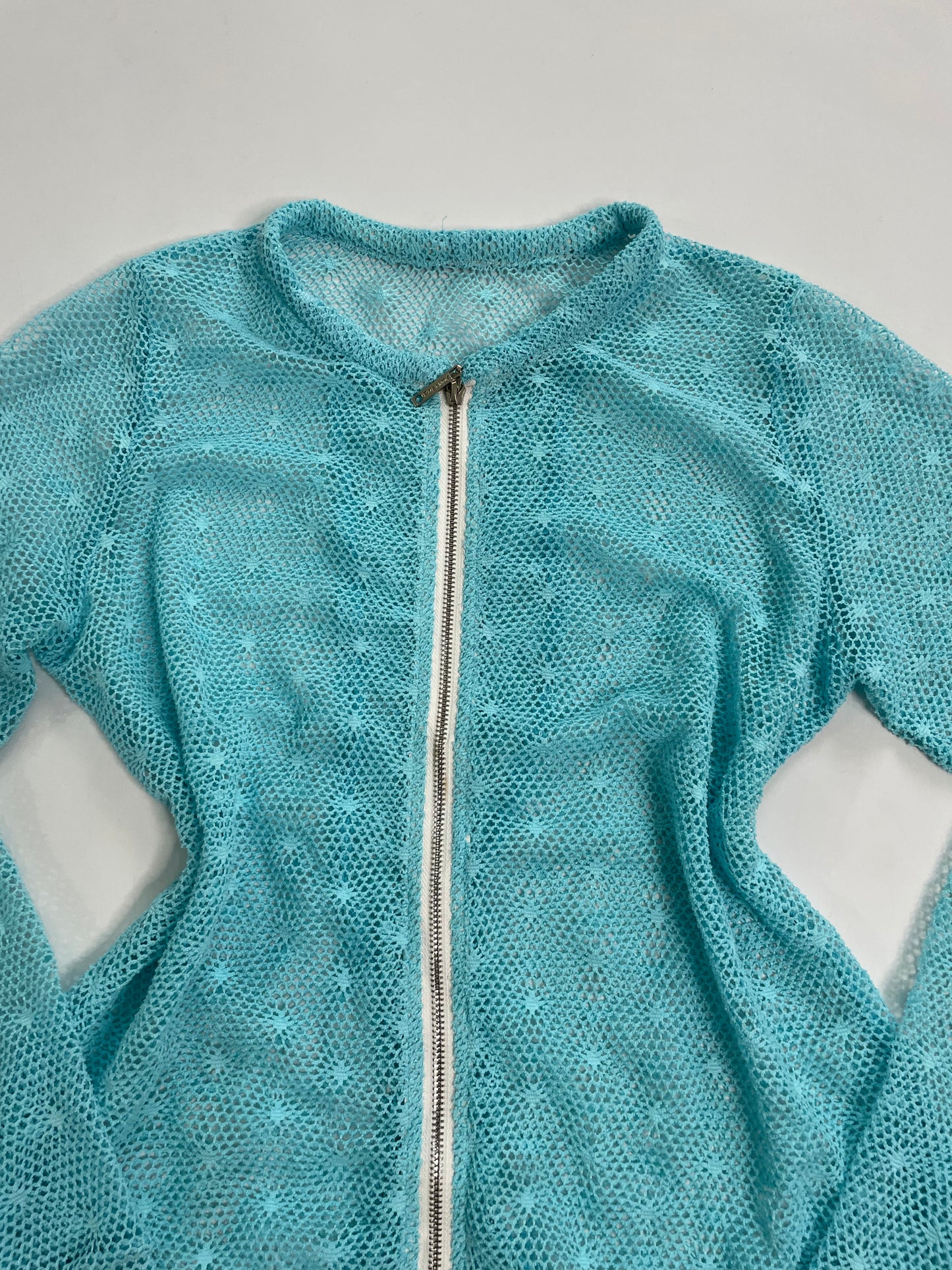 Sky Blue Crochet Zipper-Bust 38 to 40