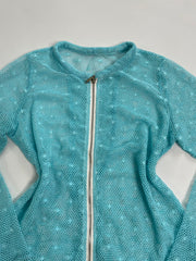 Sky Blue Crochet Zipper-Bust 38 to 40