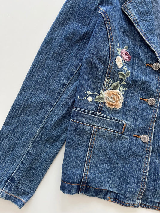 Embroidered Denim Jacket-Bust 40