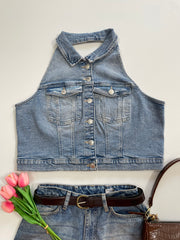 Anko Halter Denim Waistcoat-Bust 42