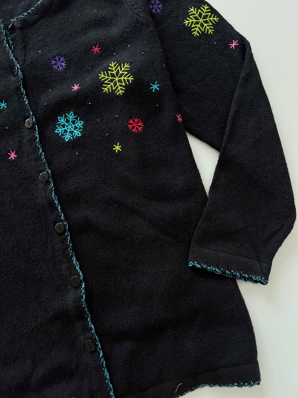 CJ Banks Embroidered Christmas Cardigan Sweater-Bust 52