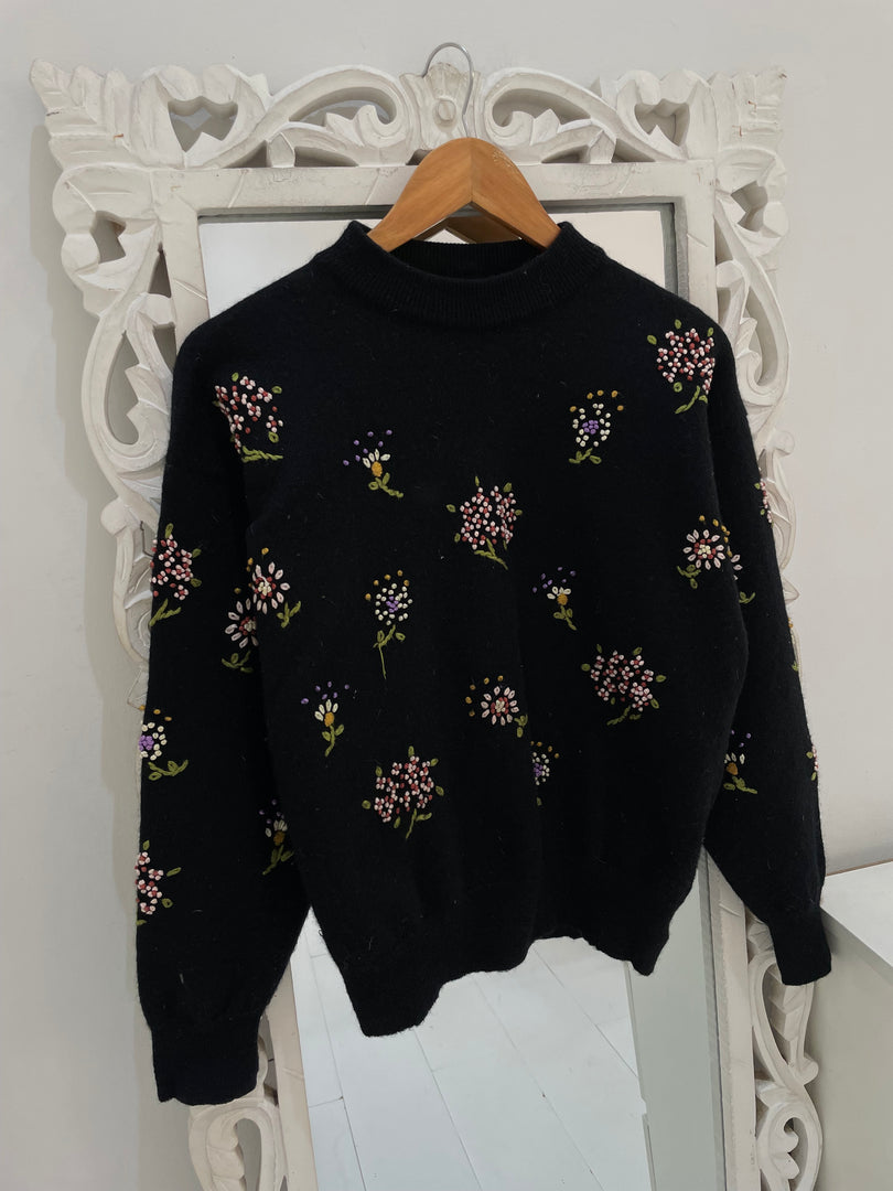 100% Wool Embroidered Sweater-Bust 40