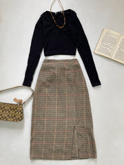 Vintage Warm Tweed Skirt-Waist 26 to 28