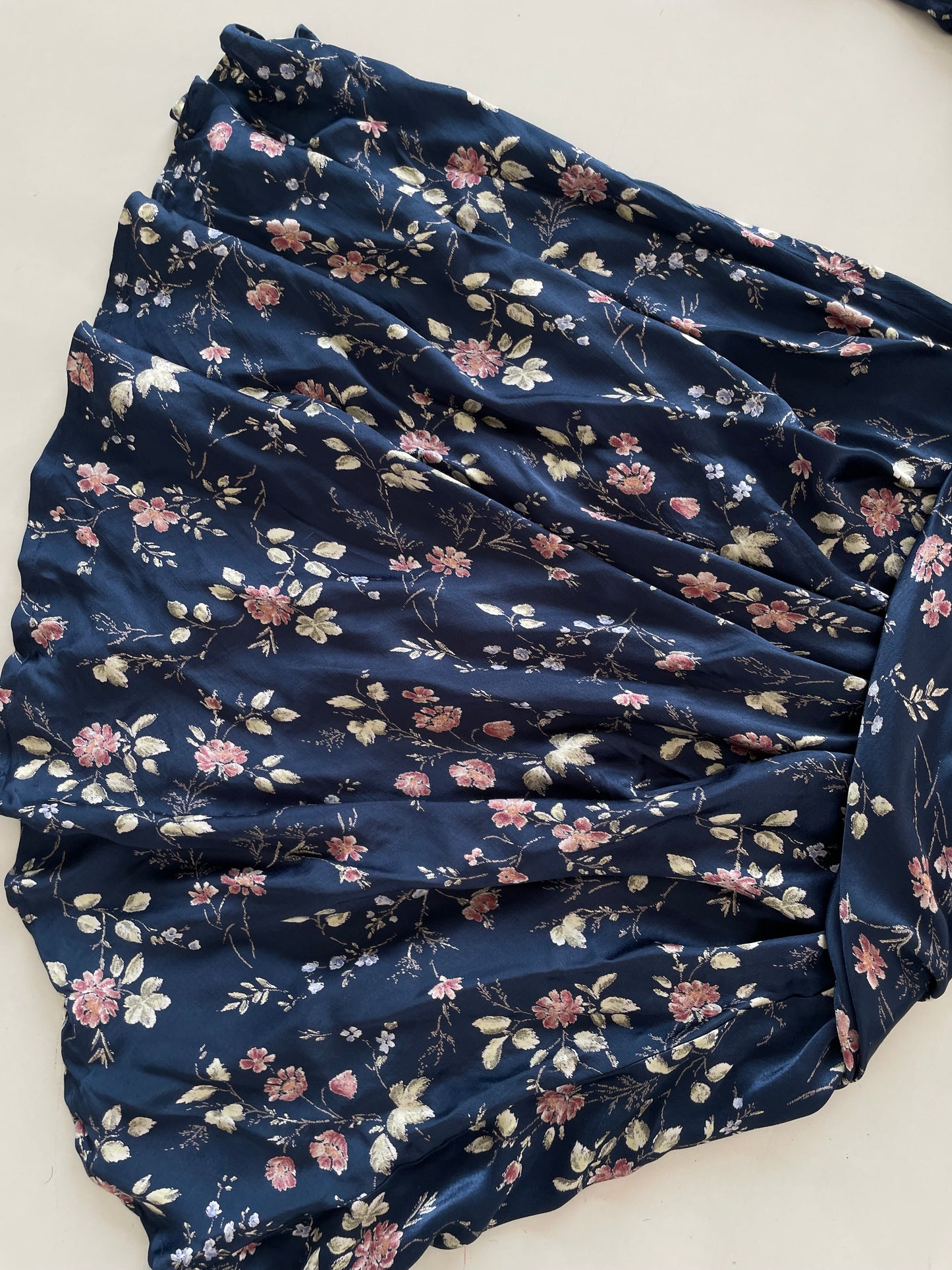 Satin Floral Vintage Dress-Bust 38