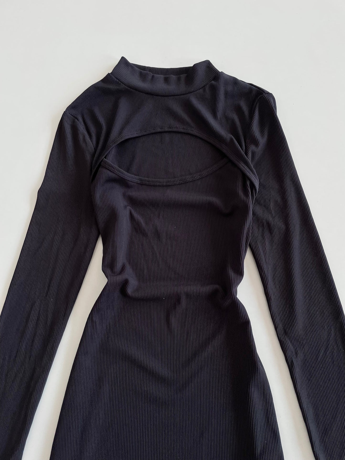 Ribbed Cutout Black Dress-Bust 32 to 34