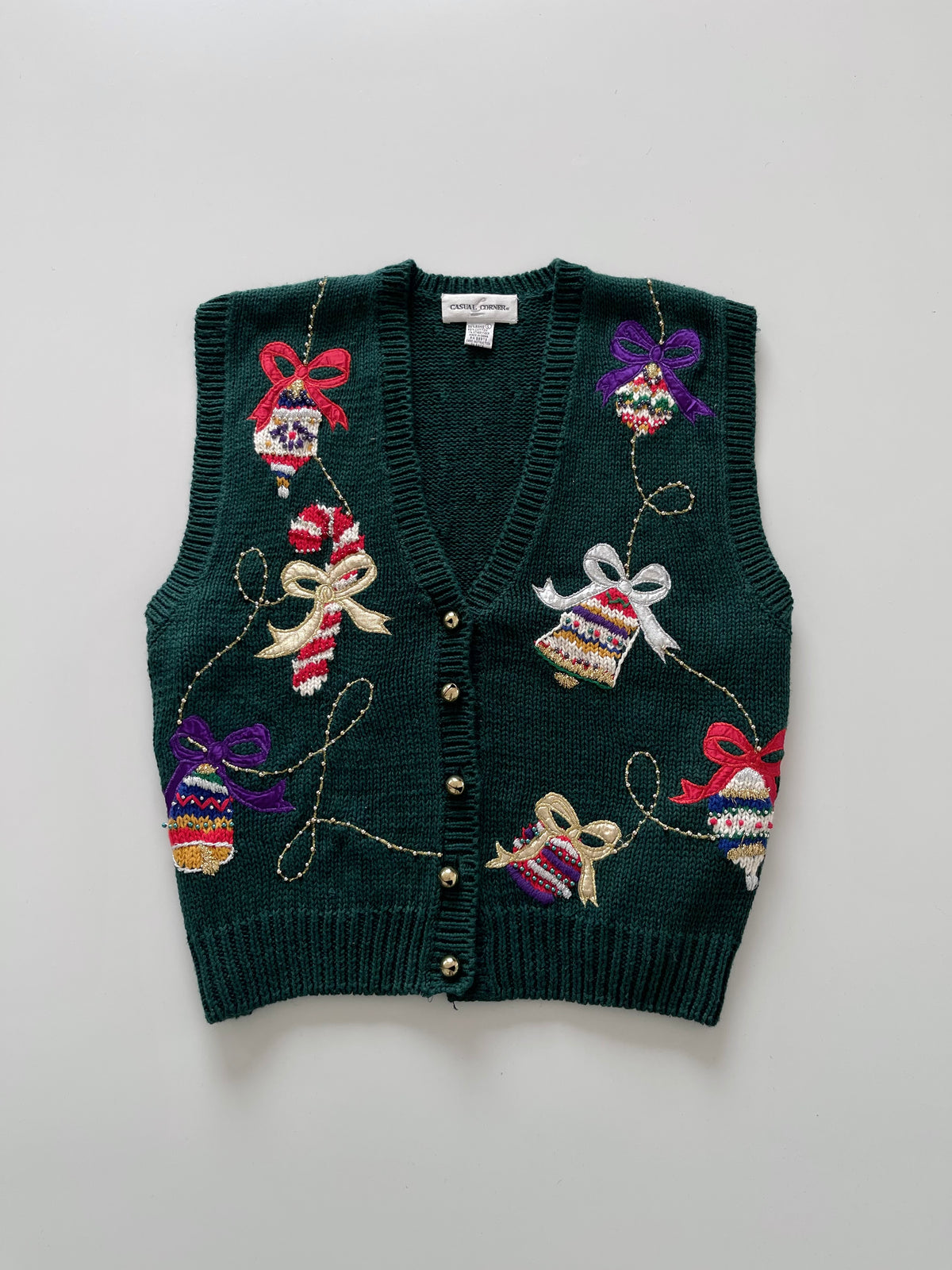 Casual Corner Embroidered Christmas Vest Sweater-Bust 46