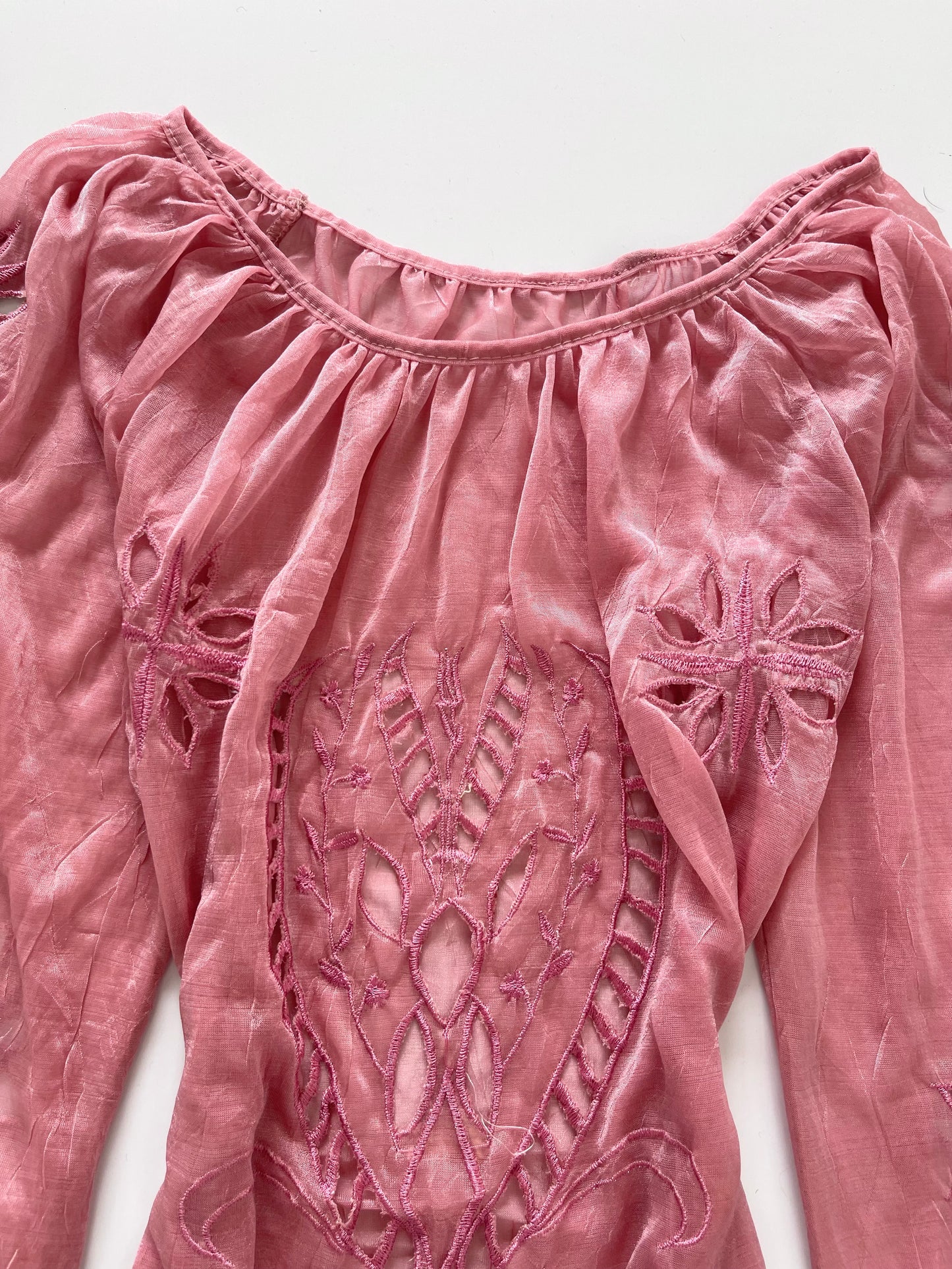 Vintage Embroidered Sheer Top-Bust 36 to 38