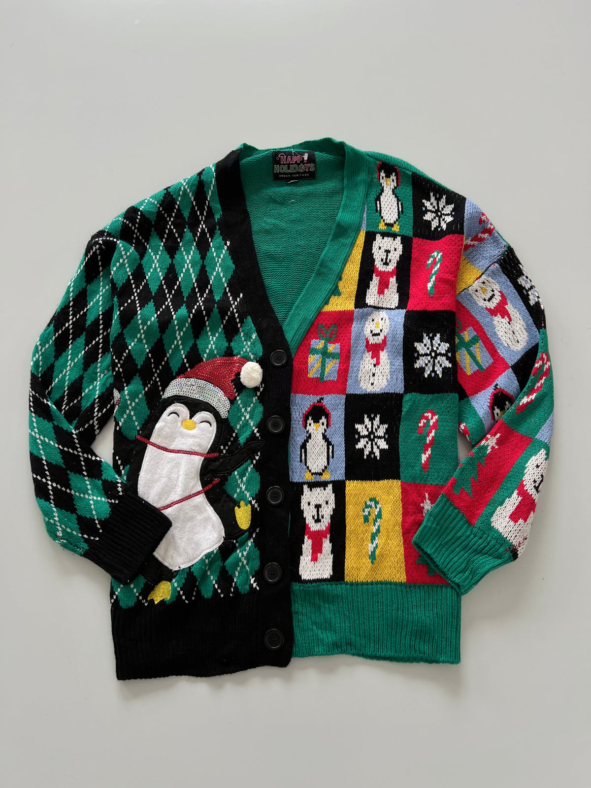 Happy Holiday Embroidered Christmas Cardigan Sweater-Bust 52