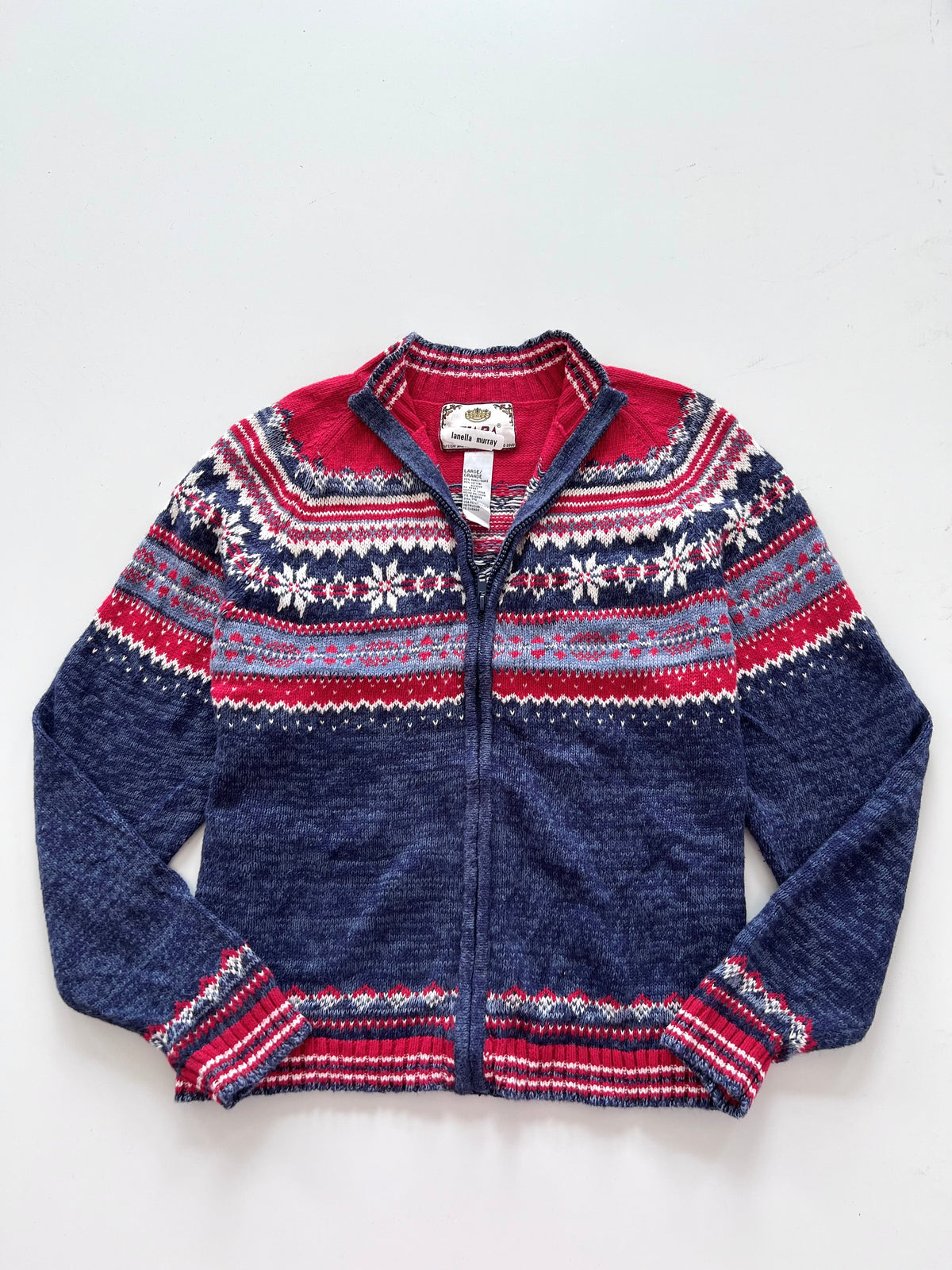 Lanella Murray Embroidered Zip Up Sweater-Bust 42