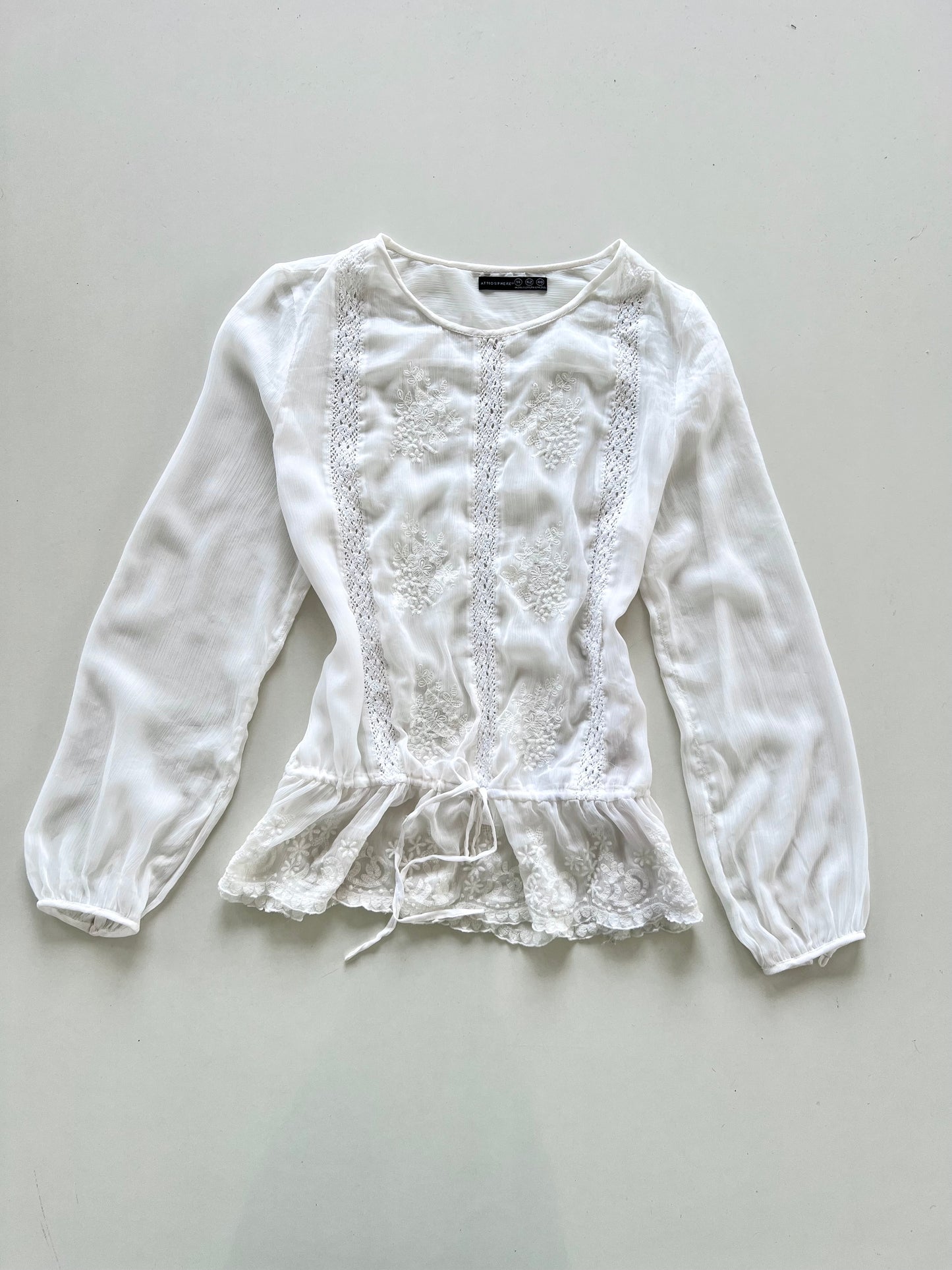 Atmosphere Sheer Embroidered Top-Bust 42