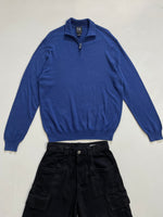 Load image into Gallery viewer, Blue Half Zip Up Soft Sweater - Chest 46
