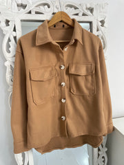 Tan Super Thick Warm Baggy Shacket-Chest 42