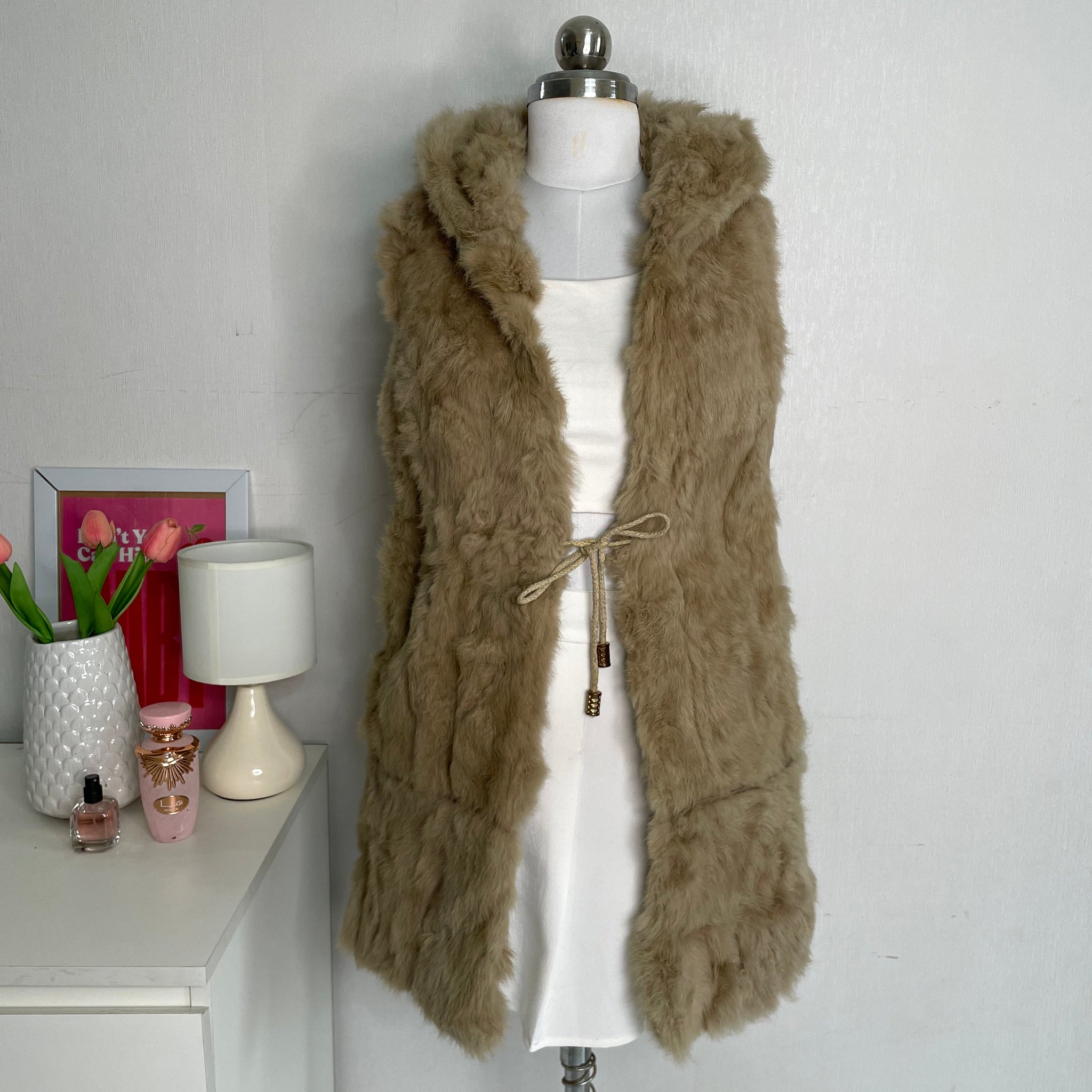 HOODED FUR COAT - BUST 34