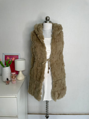 HOODED FUR COAT - BUST 34