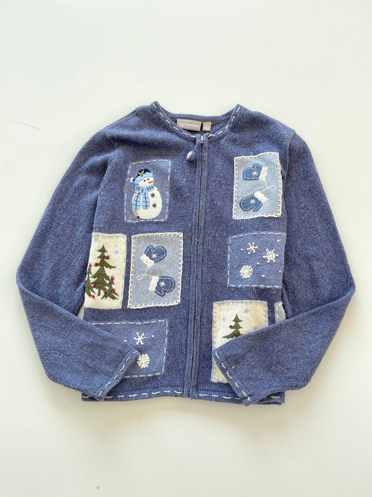 Croft&barrow Christmas Embroidered Zipper Sweater-Bust 44