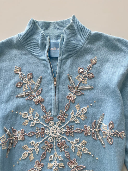 Smitten Hand Embroidered Christmas Zip Up Sweater-Bust 38